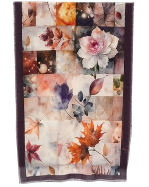 D'Aniello Leaf-Print Frayed Scarf - Multicolour