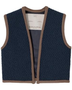 Giuliva Heritage Collarless Open Front Waistcoat - Blue