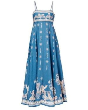 ALÉMAIS Acacia Printed Linen Maxi Dress - Blue