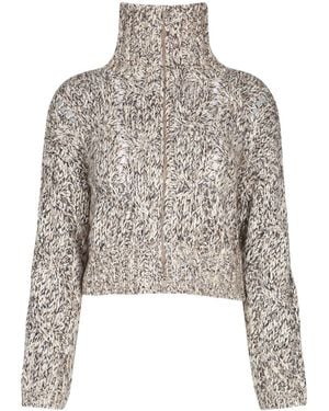 Brunello Cucinelli Long Sleeve Zip-Up Cardigan - White