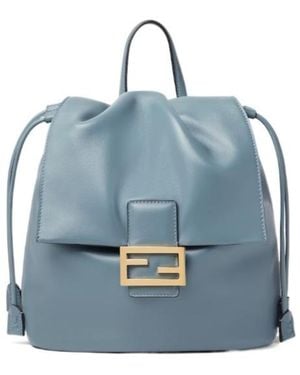 Fendi Ff Clasp Drawstring Backpack - Blue