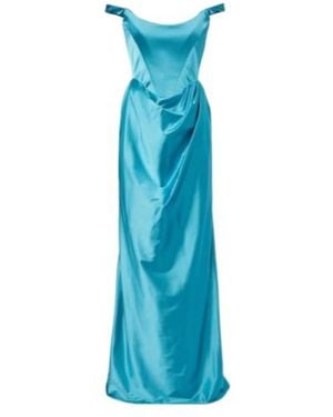 Vivienne Westwood Nova Camille Satin Bustier Gown - Blue