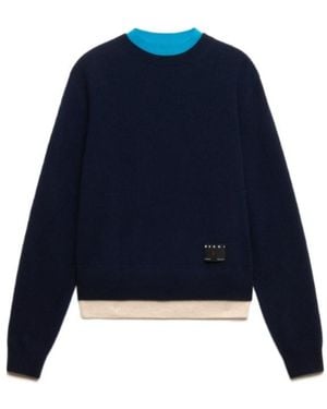 Marni Deep Cashmere Sweater With Layered Effect - Blue