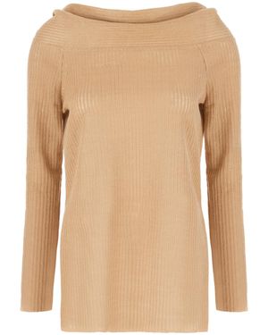 Alberta Ferretti Boat Neck Raglan Sleeved Jumper - Natural