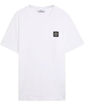 Stone Island Logo-Appliquéd Cotton T-Shirt - White