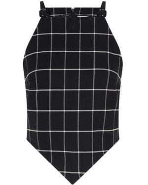 Courreges Halterneck Checked Tank Top - Gray