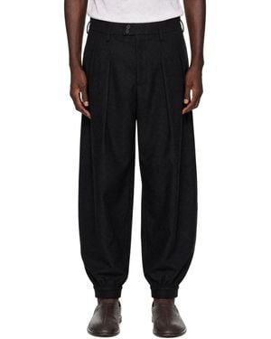 Entire studios Tapered Pleated Casual Pants - Black