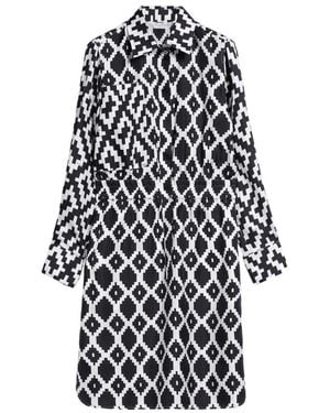 Max Mara Printed Silk Twill Shirt Dress - White