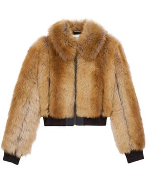 Saint Laurent Zip-Front Shearling Jacket - Natural