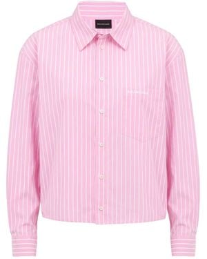 Balenciaga Striped Long-Sleeved Shirt - Pink