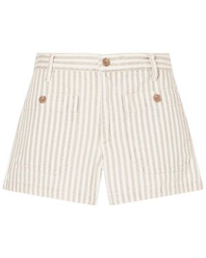 FRAME The Cruise Striped Cotton Denim Shorts - Natural