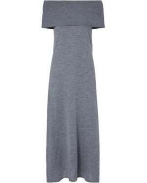 Jardin Des Orangers Off-Shoulder Virgin Wool Maxi Dress - Gray