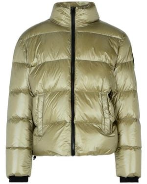 Moose Knuckles Logo Patch Zip-Up Puffer Jacket - Green
