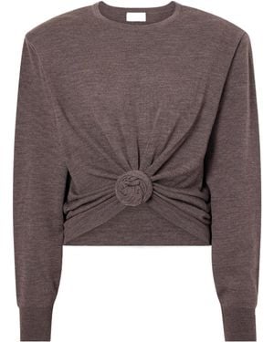 Magda Butrym Knotted Cropped Wool Jumper - Brown