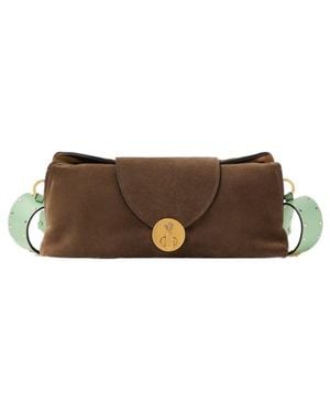 Versace Vivian Embellished Crosta Suede Clutch - Brown
