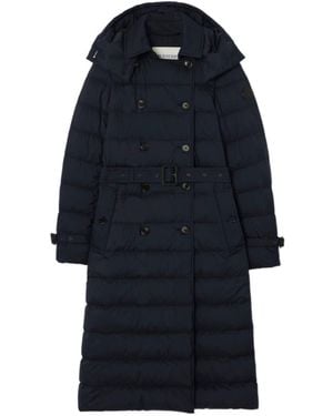 Burberry Long Nylon Audley Puffer Coat - Blue