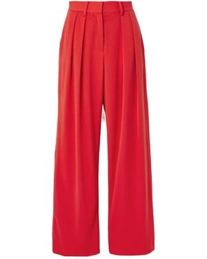 STAUD Luisa Wide-Leg Pleated Trouser - Red