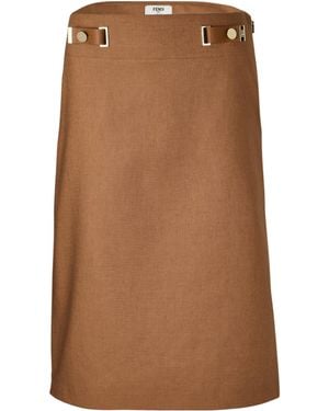 Fendi Linen Midi Dress - Brown