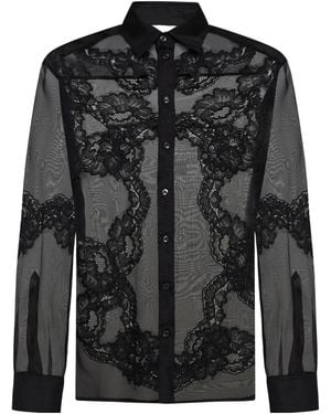 Dolce & Gabbana Lace Insert Oversize Shirt - Black