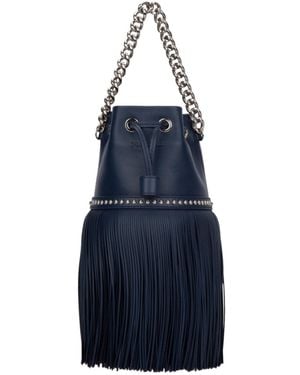 J&m Davidson Carnival Fringed Studded Bucket Bag - Blue