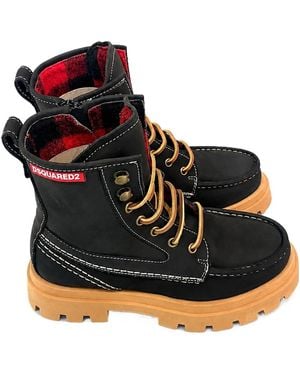 DSquared² Round-Toe Short Boots - Black
