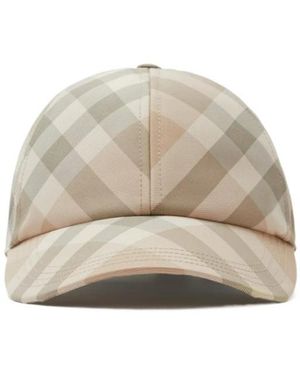 Burberry Checked Curved-Peak Baseball Hat - Natural