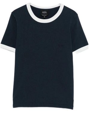 A.P.C. Crewneck Logo Embroidered T-Shirt - Blue