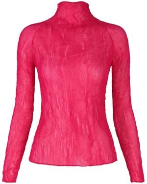 Issey Miyake Textured Long-Sleeve Top - Pink