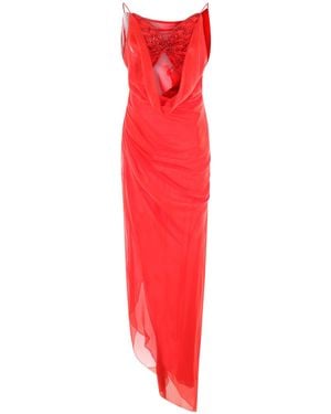 Blumarine Butterfly Crepe Asymmetric Dress - Red