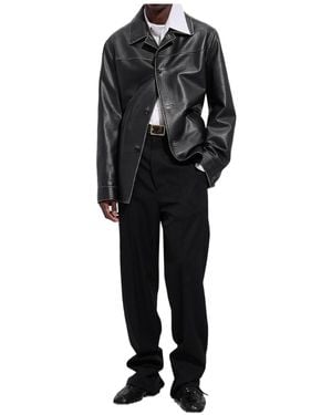 Bottega Veneta Weathered Leather Coat - Black