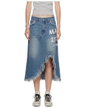 Marissa Chiara Denim Skirt With Belt Loops - Blue