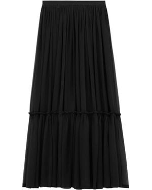 Saint Laurent Ruffled High Waist Long Skirt - Black