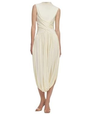 Self-Portrait Wrap Midi Dress - Natural