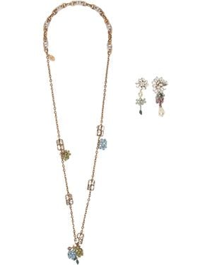 Weekend by Maxmara Embellished Necklace And Drop Earrings - White