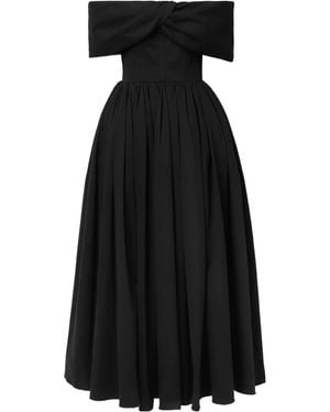 Brandon Maxwell Off-The-Shoulder Cotton-Blend Poplin Midi Dress - Black