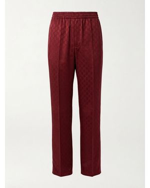 Gucci Gg Jacquard Elastic Waistband Trousers - Red