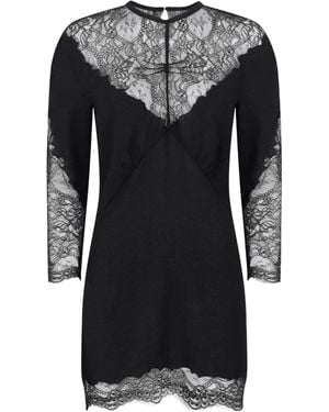 The Attico The Lace Panel Mini Dress - Black
