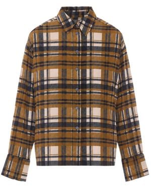 Essentiel Antwerp Krispy Checked Button-Up Shirt - Brown