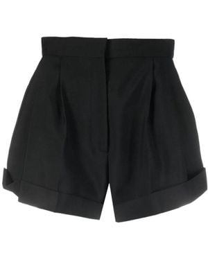 McQueen Pleated Tailored Shorts - Black