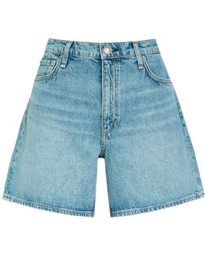 Rag & Bone High-Waist Denim Shorts - Blue