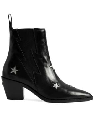 Zadig & Voltaire 60Mm Tyler Stars Leather Boots - Black