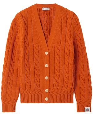 Bally Cable-Knit Wool Cardigan - Orange