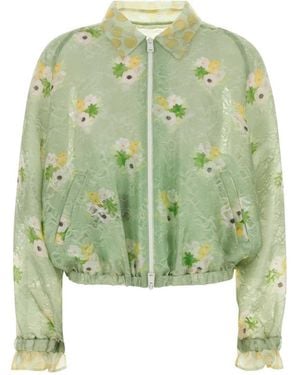 Fendi Light Organza Lace Bomber Jacket - Green
