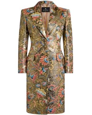 Etro Brocade Floral Long Jacket - Natural
