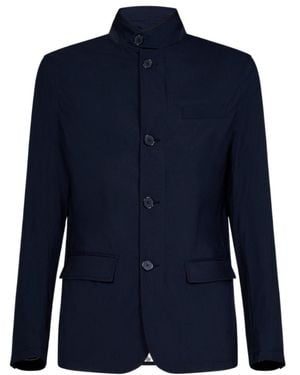 Herno Single-Breasted Buttoned Blazer - Blue