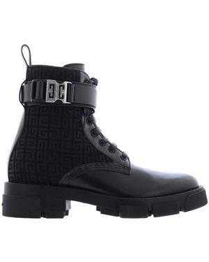 Givenchy Logo Jacquard Lace-Up Ankle Boots - Black