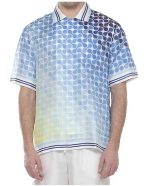CASABLANCA Cuban Pattern Bowling Shirt - Blue