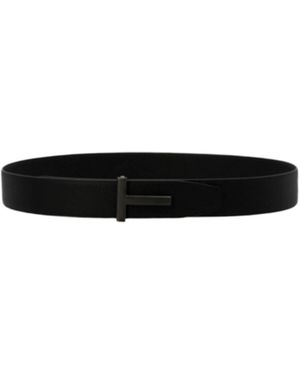 Tom Ford Logo Plaque Buckle Belt - White
