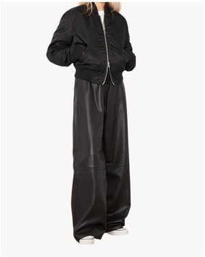 Officine Generale Joni Wide-Leg Leather Trousers - Black