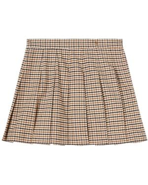 Palm Angels Checked High-Waisted Mini Skirt - Natural